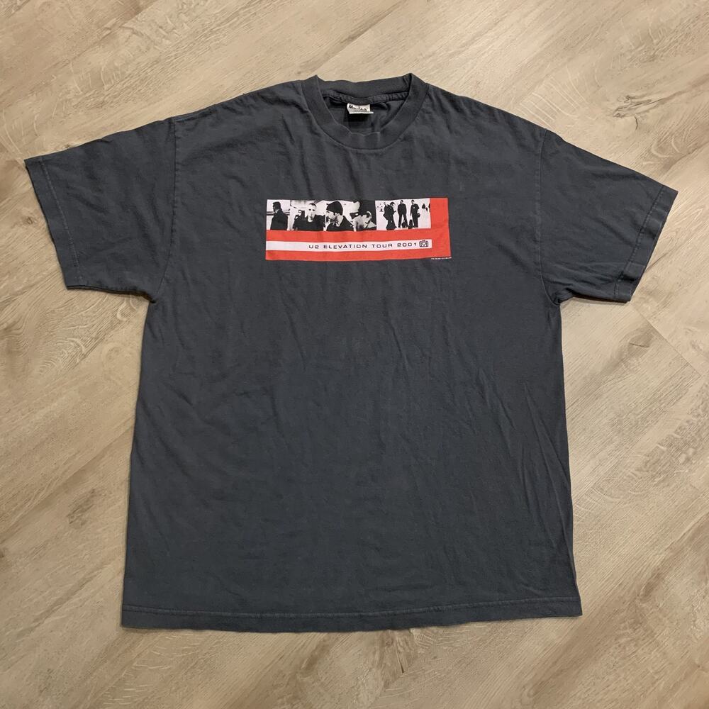 Vintage Y2K U2 2001 Elevation Tour Concert T-Shirt Men's XL Gray Band Tee Murina